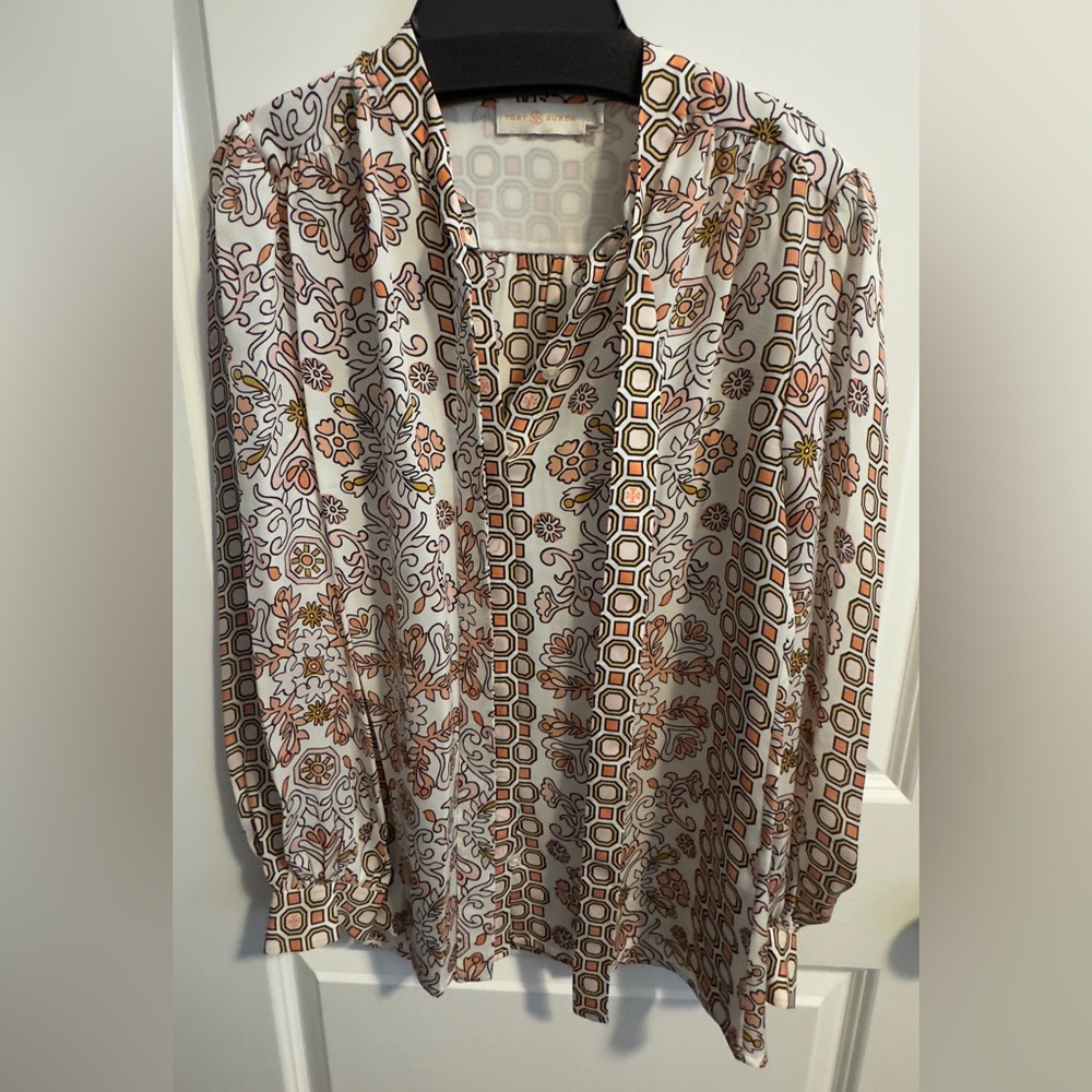 Tory Burch Silk Bow Tie Blouse size 2